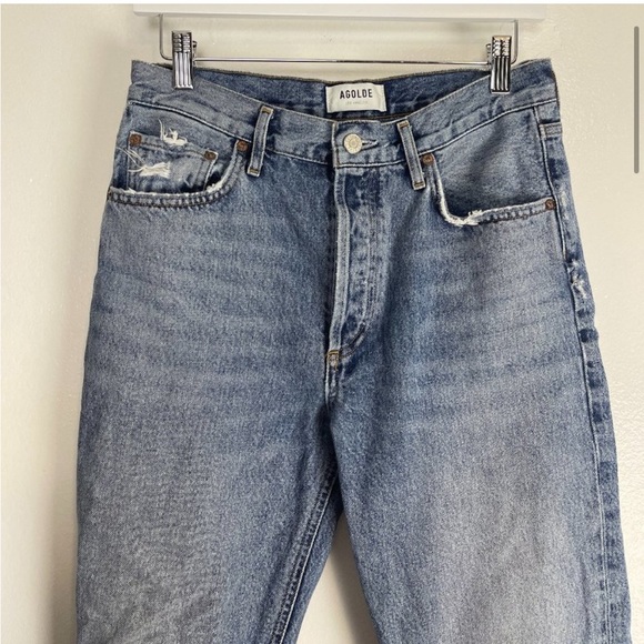 AGOLDE Riley High Waist Crop Straight Leg Jeans in Wash Frequency Size US 28 - Picture 2 of 5